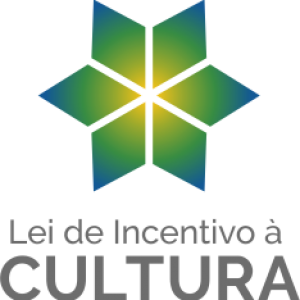 Logotipo da Lei de Incentivo à Cultura com escrita em cinza e uma imagem feita de 6 losangos em tons de verde e azul.