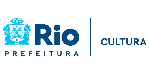 Logotipo da Prefeitura RJ e Secretaria de Cultura com escrita em azul